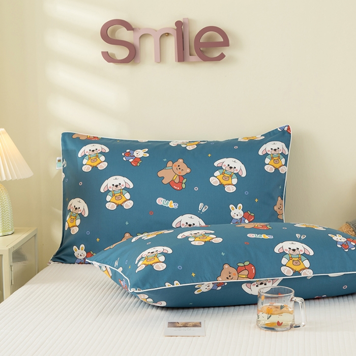 91家纺网 家纺一手货源 找家纺 良佐生活 2022新款60s全棉贡缎卡通印花枕套（单只） 小可爱
