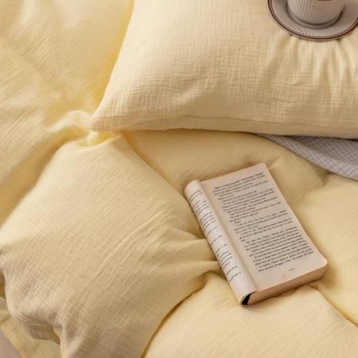 91家纺网 家纺一手货源 找家纺 (总）淑女公社 2022四季新款双层纱皱皱纱肌理纹四件套