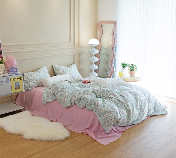 91家纺网 家纺一手货源 找家纺 千朵 2022新款40s天丝四件套 巴尔曼-绿