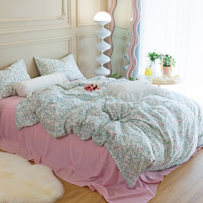 91家纺网 家纺一手货源 找家纺 千朵 2022新款40s天丝四件套 巴尔曼-绿