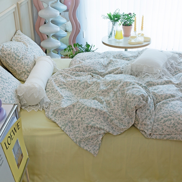 91家纺网 家纺一手货源 找家纺 千朵 2022新款40s天丝四件套 清佳人