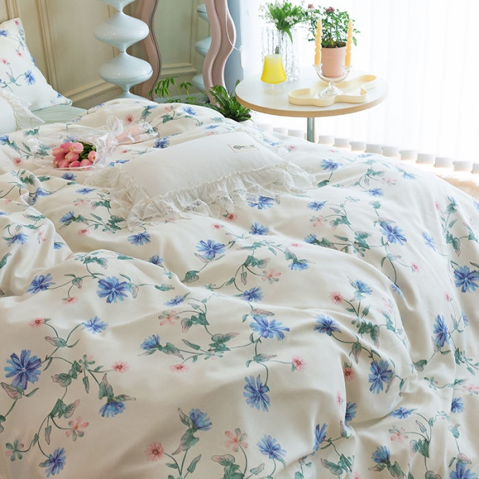 91家纺网 家纺一手货源 找家纺 千朵 2022新款40s天丝四件套 清浅