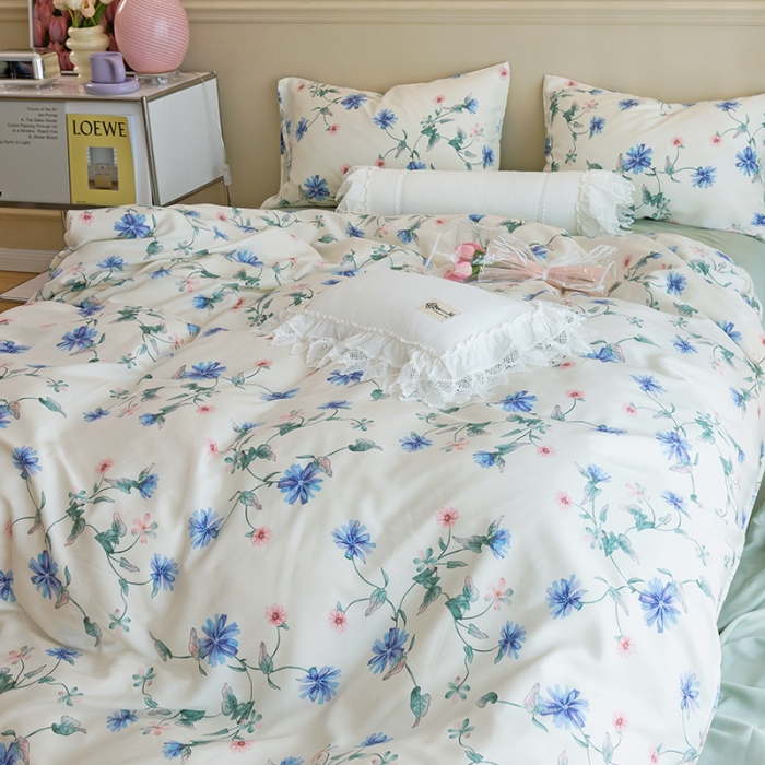 91家纺网 家纺一手货源 找家纺 千朵 2022新款40s天丝四件套 清浅