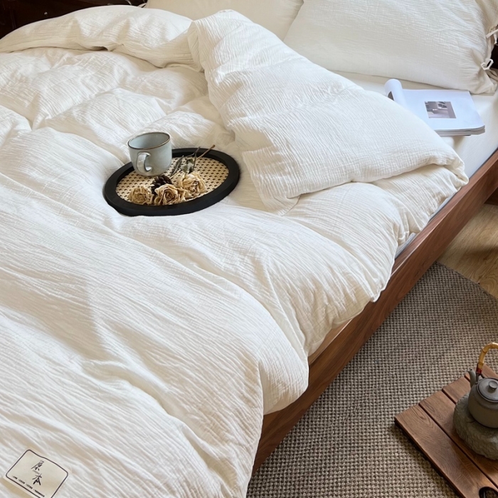 91家纺网 家纺一手货源 找家纺 （总）安莱生活 2022新款纯白双层纱四件套