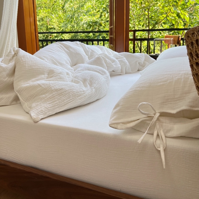 91家纺网 家纺一手货源 找家纺 （总）安莱生活 2022新款纯白双层纱四件套