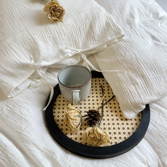 91家纺网 家纺一手货源 找家纺 （总）安莱生活 2022新款纯白双层纱四件套