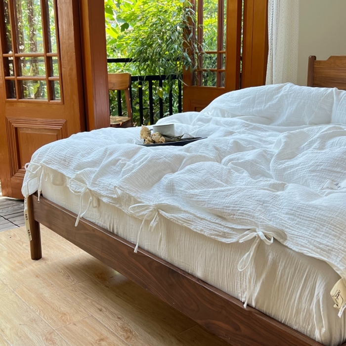 91家纺网 家纺一手货源 找家纺 （总）安莱生活 2022新款纯白双层纱四件套