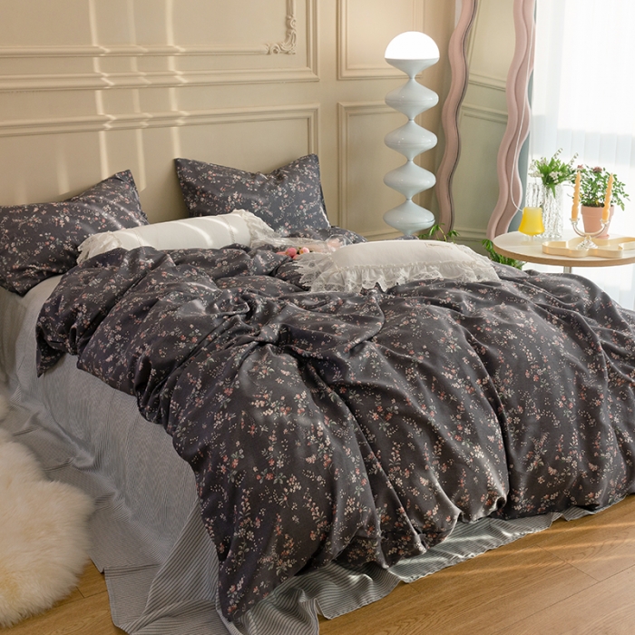 91家纺网 家纺一手货源 找家纺 千朵 2022新款40s天丝四件套 月色