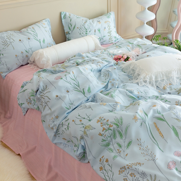 91家纺网 家纺一手货源 找家纺 千朵 2022新款40s天丝四件套 韵叶