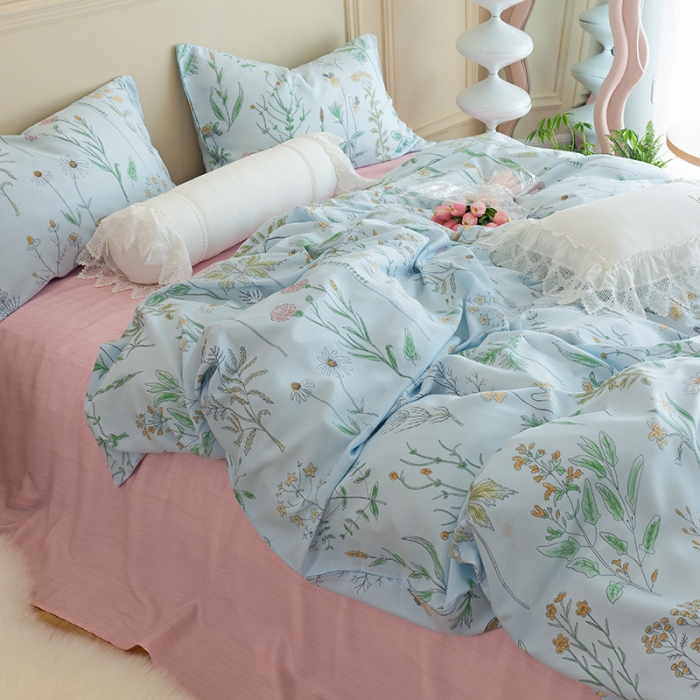 91家纺网 家纺一手货源 找家纺 千朵 2022新款40s天丝四件套 韵叶