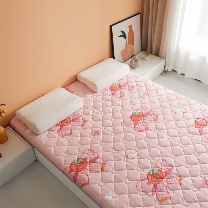 91家纺网 家纺一手货源 找家纺 寐珂家纺 2026新款A类针织大豆双人床垫 花语蝶恋-粉