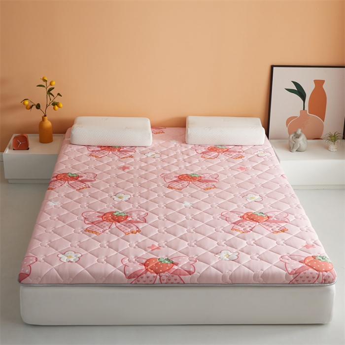 91家纺网 家纺一手货源 找家纺 寐珂家纺 2026新款A类针织大豆双人床垫 花语蝶恋-粉