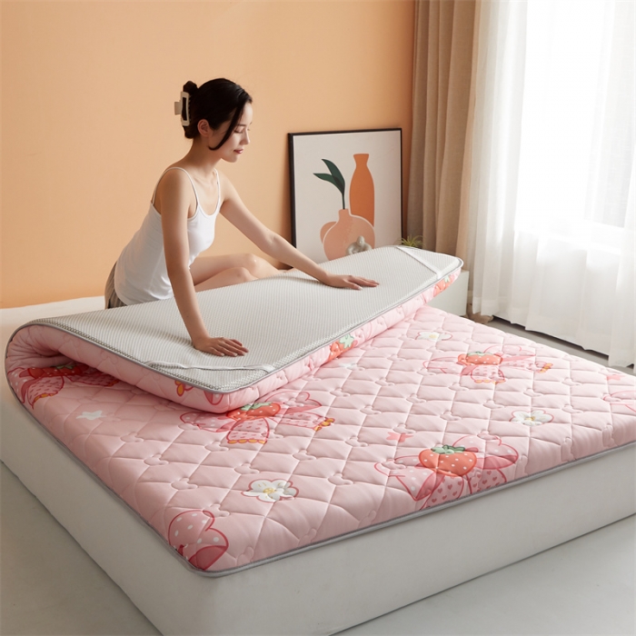 91家纺网 家纺一手货源 找家纺 寐珂家纺 2026新款A类针织大豆双人床垫 花语蝶恋-粉