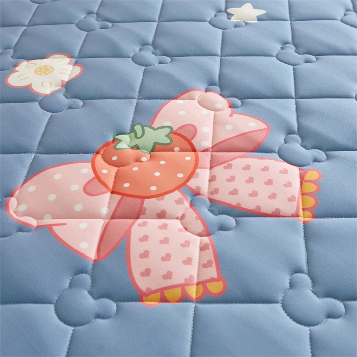 91家纺网 家纺一手货源 找家纺 寐珂家纺 2026新款A类针织大豆双人床垫 花语蝶恋-蓝灰