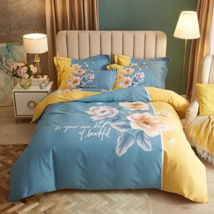 91家纺网 家纺一手货源 找家纺 （总）金纱玉纺 2022新款纯棉大版磨毛印花四件套