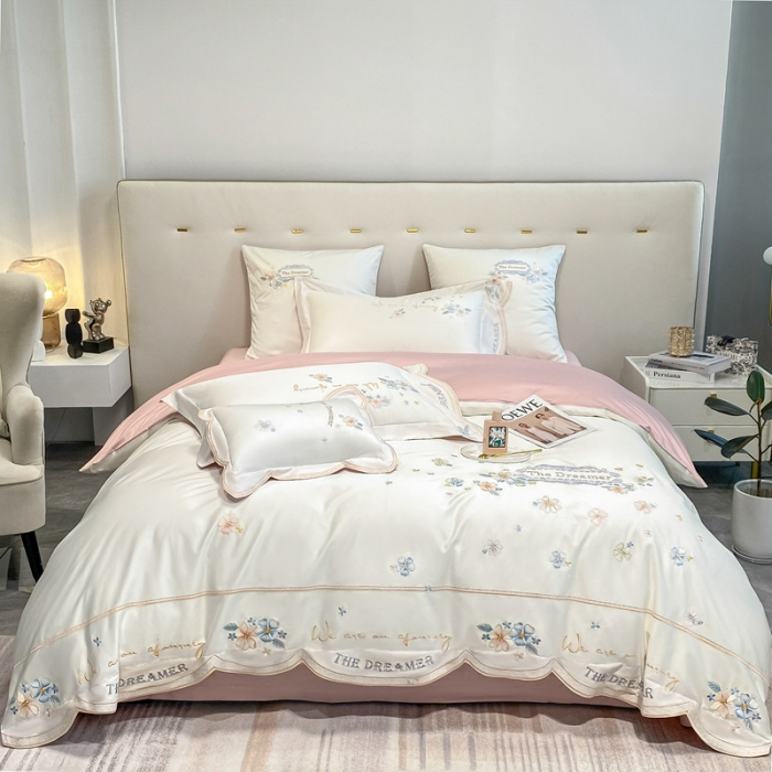 91家纺网 家纺一手货源 找家纺 （总）品家居 2025新款180支长绒棉四件套微雨花涧