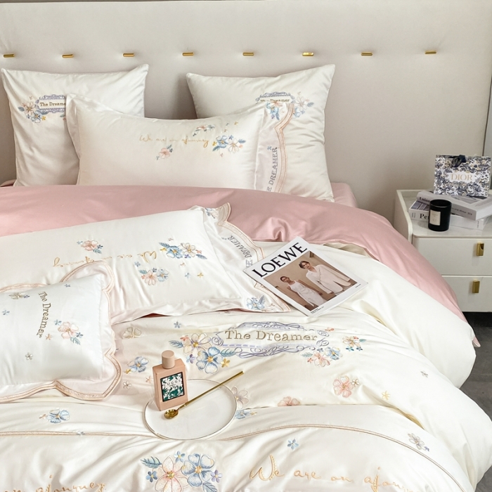 91家纺网 家纺一手货源 找家纺 （总）品家居 2025新款180支长绒棉四件套微雨花涧