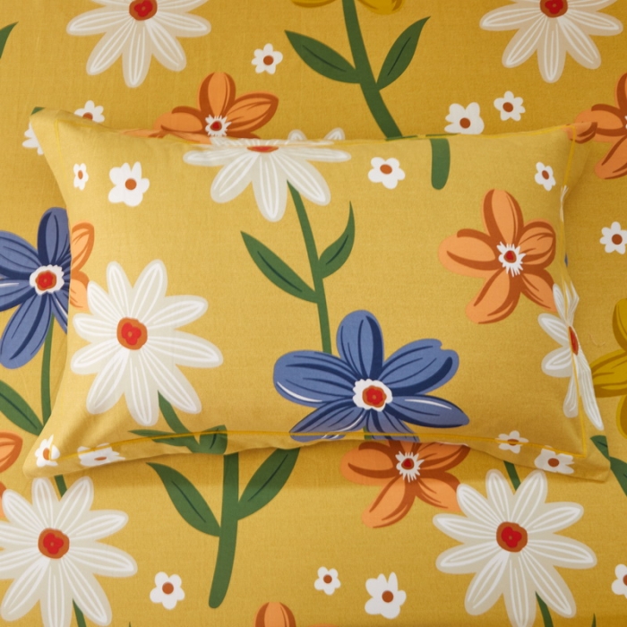 91家纺网 家纺一手货源 找家纺 金纱玉纺 2022新款全棉印花加厚磨毛四件套 春意盎然-黄