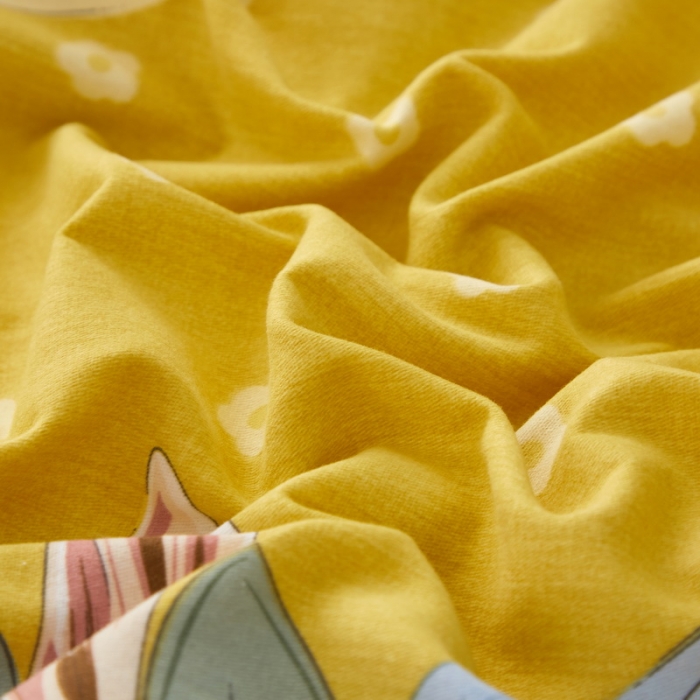 91家纺网 家纺一手货源 找家纺 金纱玉纺 2022新款全棉印花加厚磨毛四件套 芳菲四月-黄