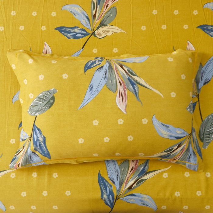 91家纺网 家纺一手货源 找家纺 金纱玉纺 2022新款全棉印花加厚磨毛四件套 芳菲四月-黄