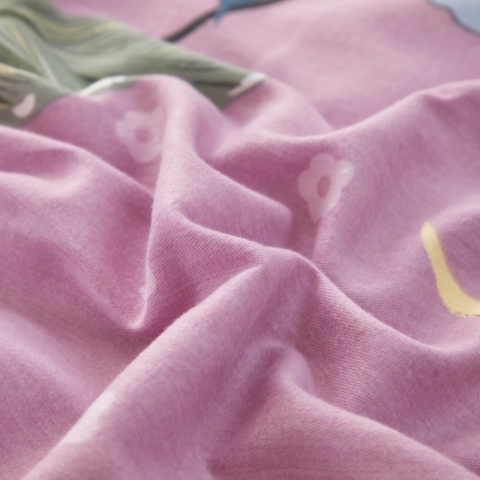 91家纺网 家纺一手货源 找家纺 金纱玉纺 2022新款全棉印花加厚磨毛四件套 芳菲四月-紫