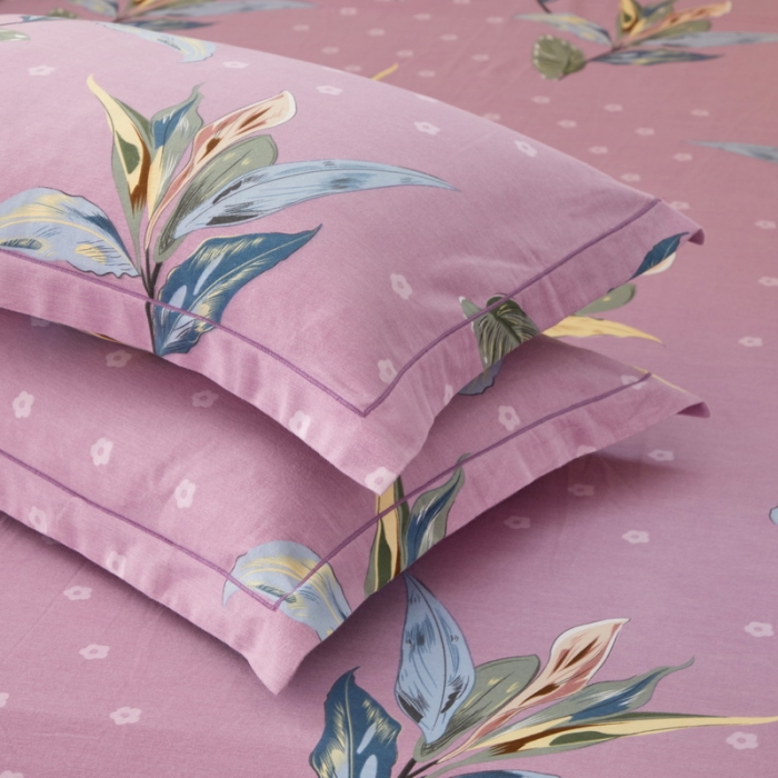 91家纺网 家纺一手货源 找家纺 金纱玉纺 2022新款全棉印花加厚磨毛四件套 芳菲四月-紫