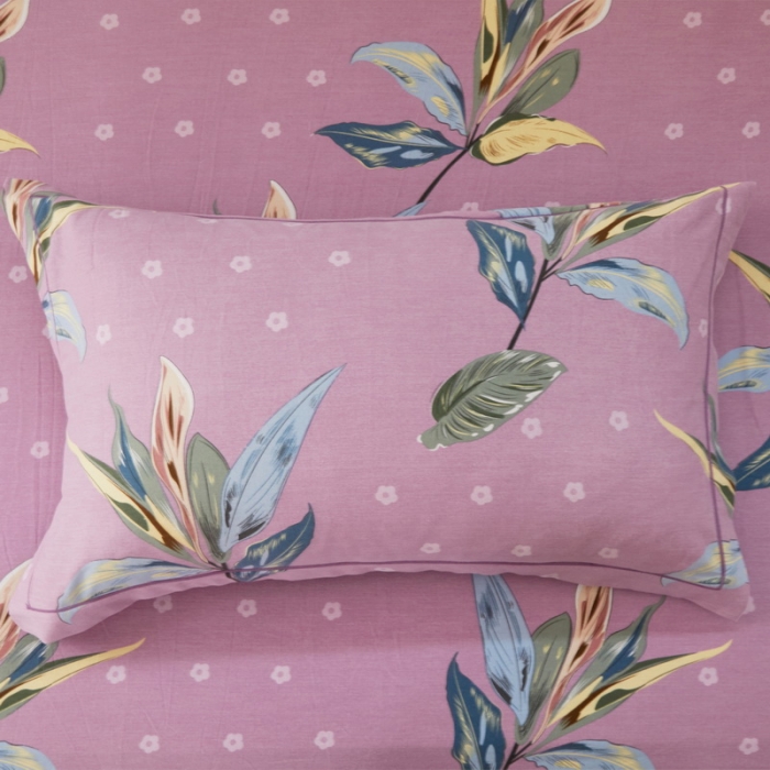 91家纺网 家纺一手货源 找家纺 金纱玉纺 2022新款全棉印花加厚磨毛四件套 芳菲四月-紫