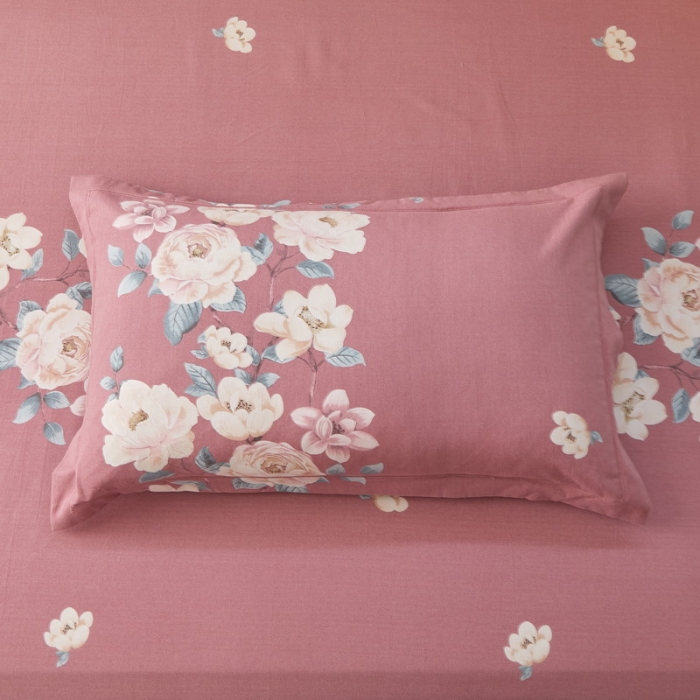 91家纺网 家纺一手货源 找家纺 金纱玉纺 2022新款全棉印花加厚磨毛四件套 漫瑶-豆沙