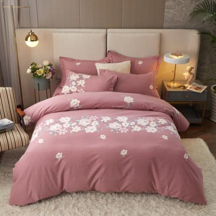 金纱玉纺 2022新款全棉印花加厚磨毛四件套 漫瑶-豆沙