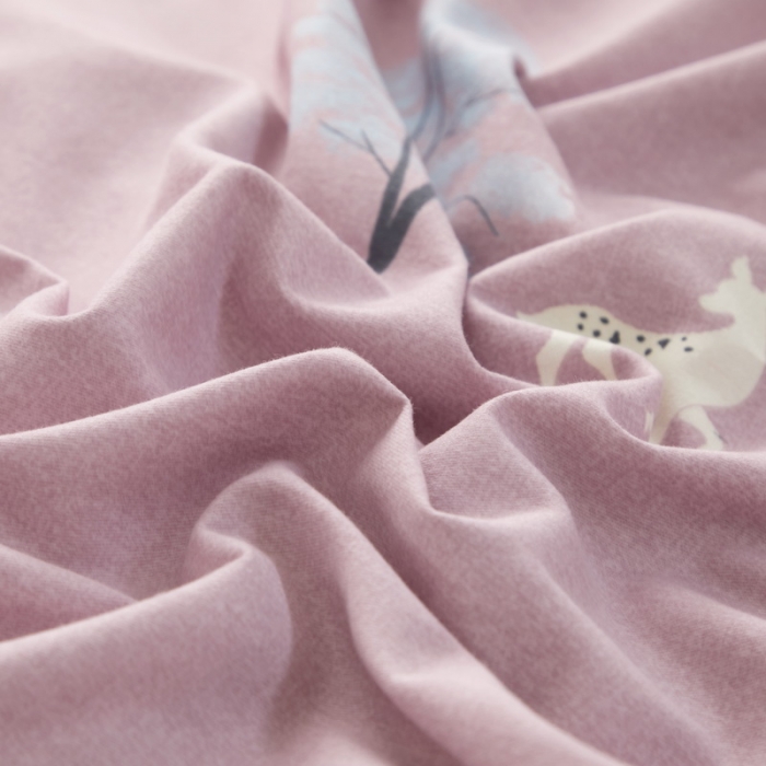 91家纺网 家纺一手货源 找家纺 金纱玉纺 2022新款全棉印花加厚磨毛四件套 麋鹿森林-豆沙