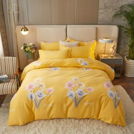 金纱玉纺 2022新款全棉印花加厚磨毛四件套 暮云间-黄