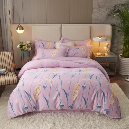 91家纺网 家纺一手货源 找家纺 金纱玉纺 2022新款全棉印花加厚磨毛四件套 青青子衿-粉