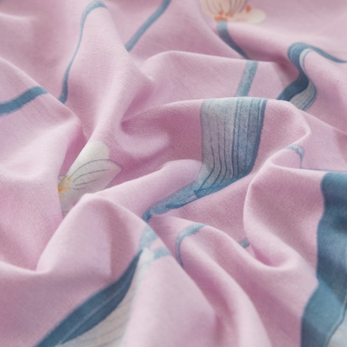 91家纺网 家纺一手货源 找家纺 金纱玉纺 2022新款全棉印花加厚磨毛四件套 青青子衿-粉