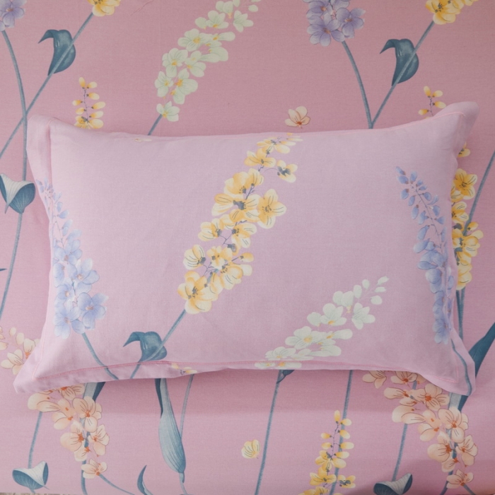 91家纺网 家纺一手货源 找家纺 金纱玉纺 2022新款全棉印花加厚磨毛四件套 青青子衿-粉