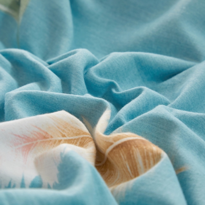 91家纺网 家纺一手货源 找家纺 金纱玉纺 2022新款全棉印花加厚磨毛四件套 笑颜-蓝