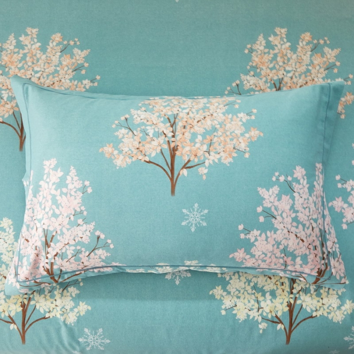 91家纺网 家纺一手货源 找家纺 金纱玉纺 2022新款全棉印花加厚磨毛四件套 幸运树-绿