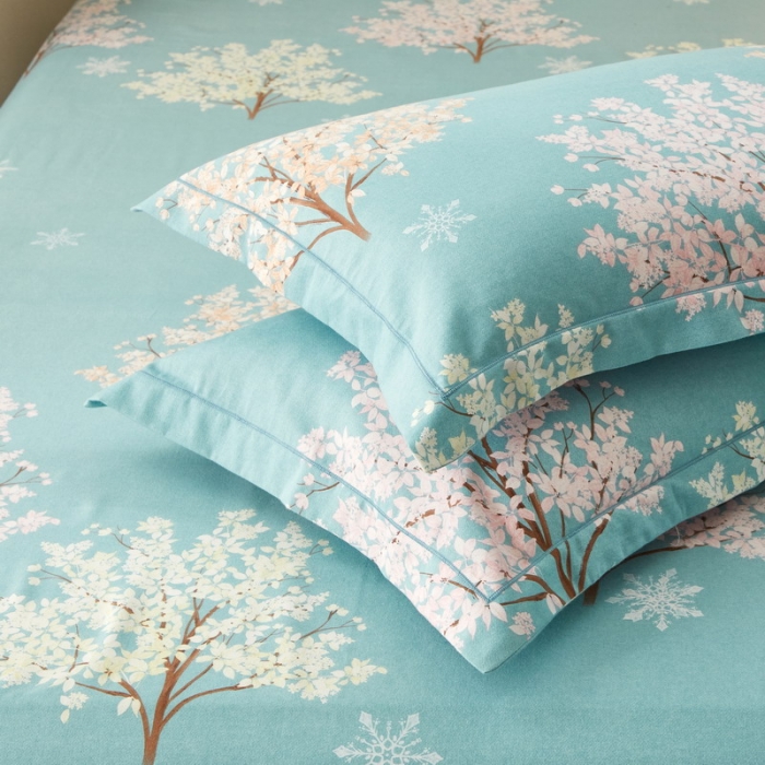 91家纺网 家纺一手货源 找家纺 金纱玉纺 2022新款全棉印花加厚磨毛四件套 幸运树-绿