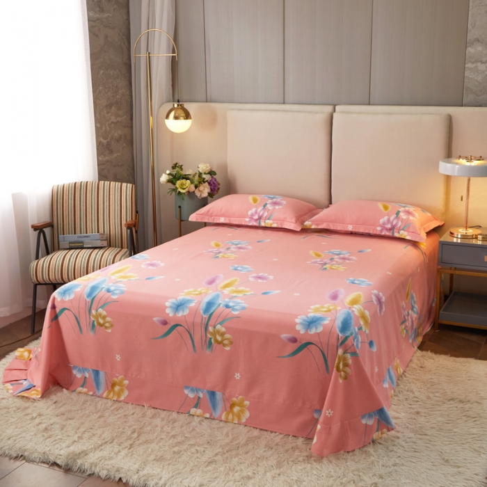 91家纺网 家纺一手货源 找家纺 金纱玉纺 2022新款全棉印花加厚磨毛四件套 萱草梦-粉