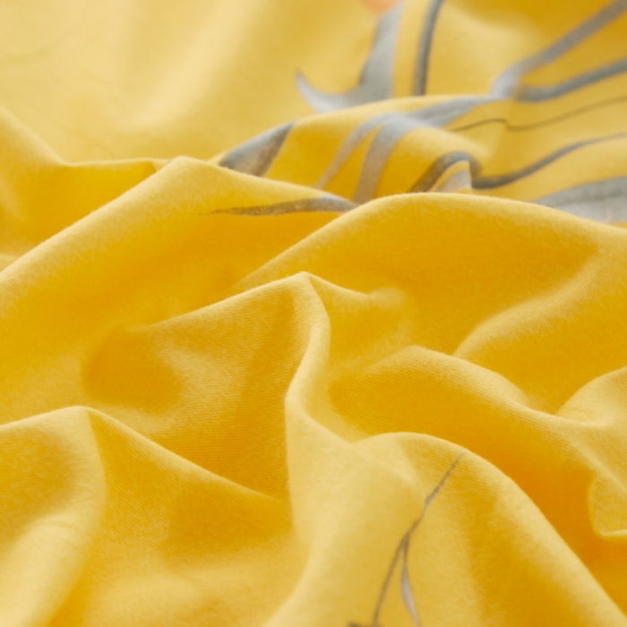 91家纺网 家纺一手货源 找家纺 金纱玉纺 2022新款全棉印花加厚磨毛四件套 寻花季-黄