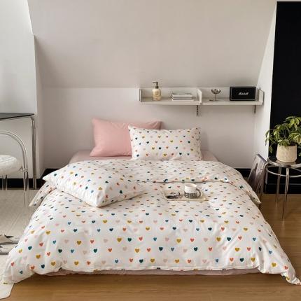 91家纺网 家纺一手货源 找家纺 2022新款40支13372全棉简约风水洗混搭四件套 心愿