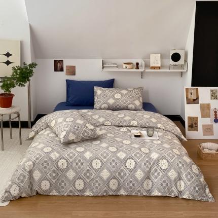 91家纺网 家纺一手货源 找家纺 总艾沁 2022新款40支13372全棉简约风水洗混搭四件套