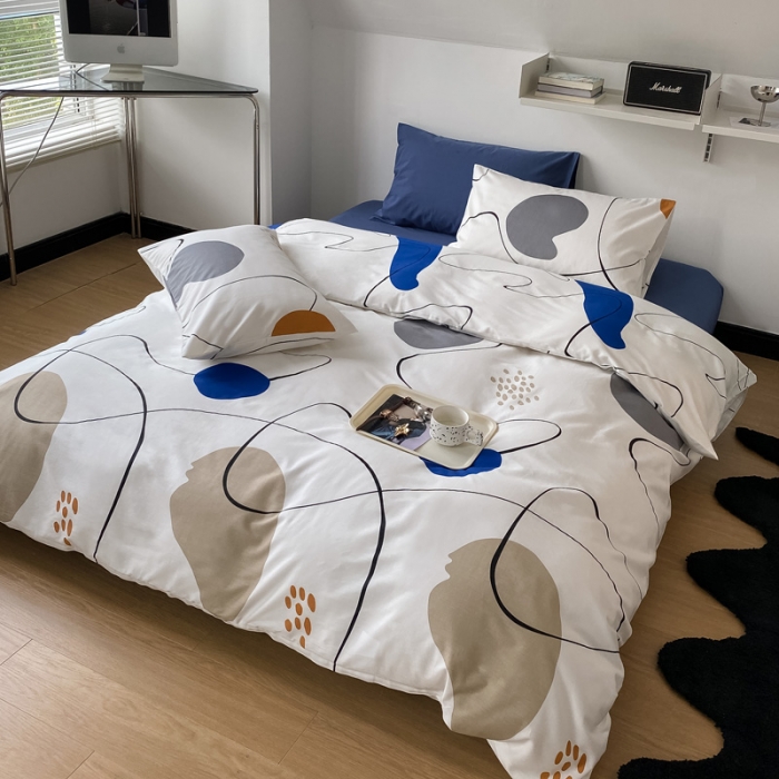 91家纺网 家纺一手货源 找家纺 总艾沁 2022新款40支13372全棉简约风水洗混搭四件套