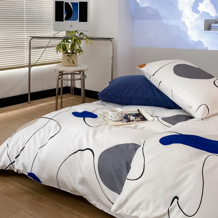 91家纺网 家纺一手货源 找家纺 总艾沁 2022新款40支13372全棉简约风水洗混搭四件套