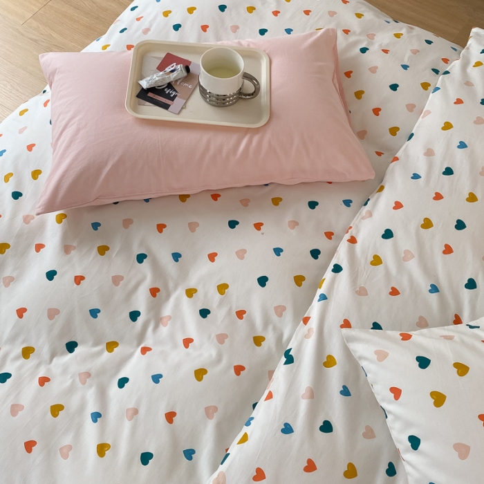 91家纺网 家纺一手货源 找家纺 2022新款40支13372全棉简约风水洗混搭四件套 心愿