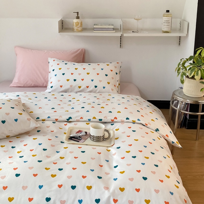 91家纺网 家纺一手货源 找家纺 2022新款40支13372全棉简约风水洗混搭四件套 心愿