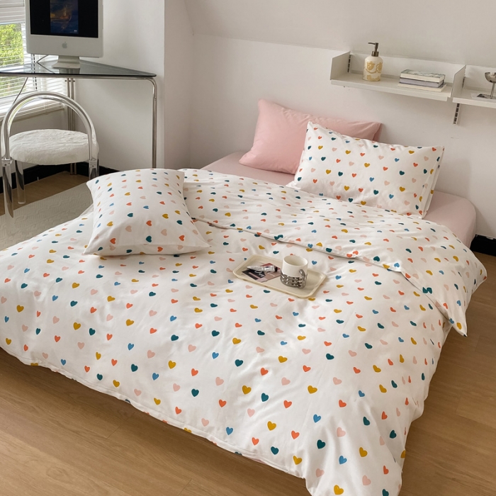 91家纺网 家纺一手货源 找家纺 2022新款40支13372全棉简约风水洗混搭四件套 心愿