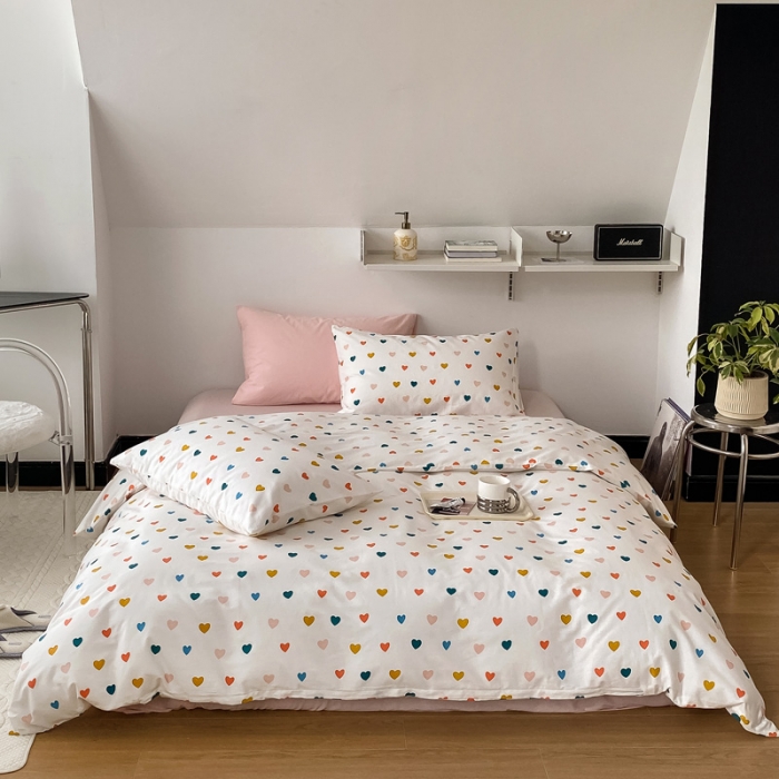 91家纺网 家纺一手货源 找家纺 2022新款40支13372全棉简约风水洗混搭四件套 心愿