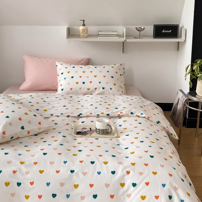 91家纺网 家纺一手货源 找家纺 2022新款40支13372全棉简约风水洗混搭四件套 心愿