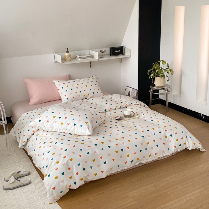 91家纺网 家纺一手货源 找家纺 2022新款40支13372全棉简约风水洗混搭四件套 心愿