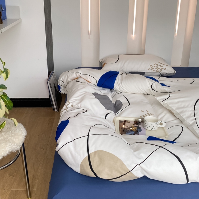 91家纺网 家纺一手货源 找家纺 总艾沁 2022新款40支13372全棉简约风水洗混搭四件套